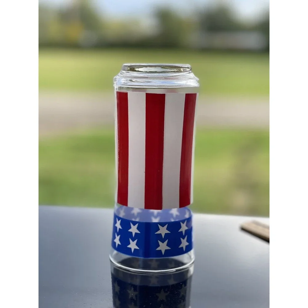 1 Vintage‎ Libbey American Flag Drinking Glass USA Stars And Stripes Patriotic